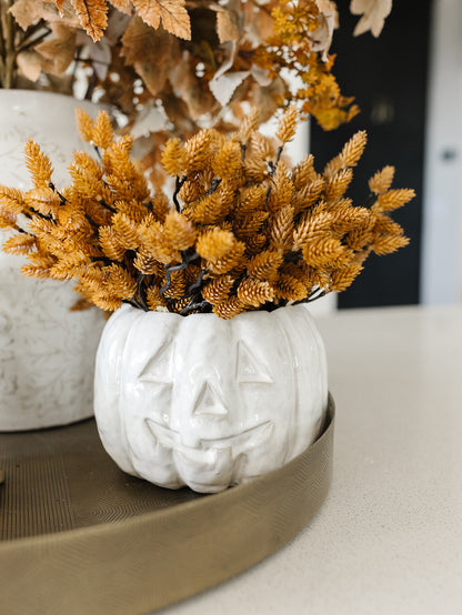 Glazed Cream Pumpkin Pot - 6.5"x4.75"