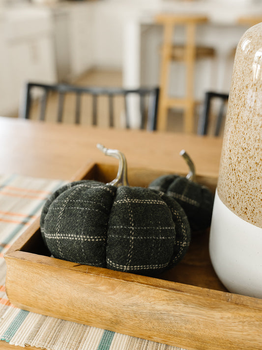 Green & Tan Plaid Pumpkin - 3 Sizes