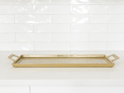 Antique Brass Tray with Handles - 11.5"x20"