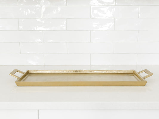 Antique Brass Tray with Handles - 11.5"x20"