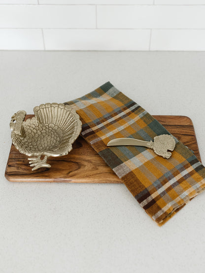 Wood Cheese Tray w/Attached Turkey and Spreader - 16.25"