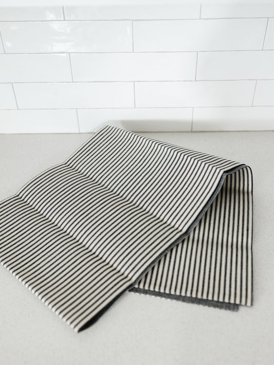 Black Ticking Halloween Table Runner