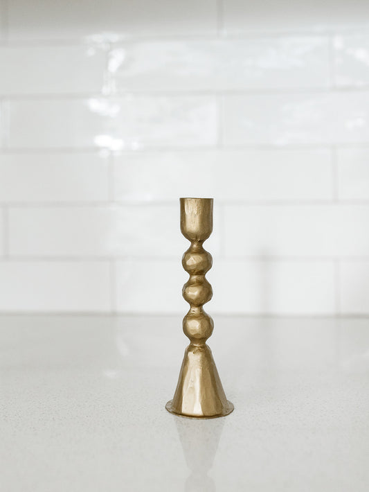 Antique Brass Knobbed Taper Holder - 3 Styles