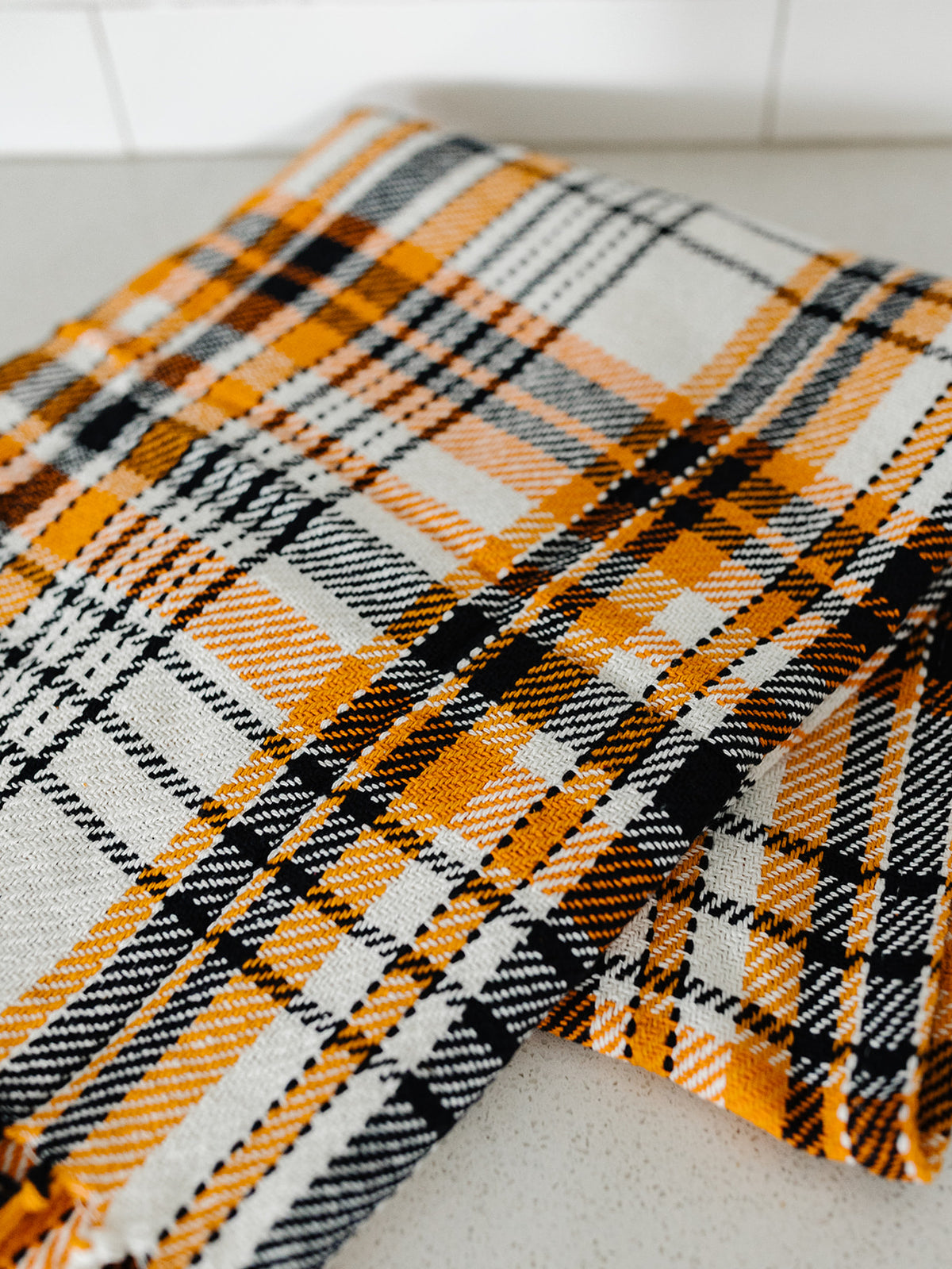 Orange and Black Plaid Throw - 50"x60"