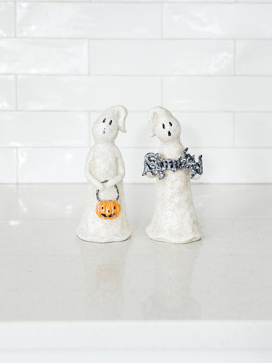 Glittered Halloween Ghost - 7.5" - 2 Styles