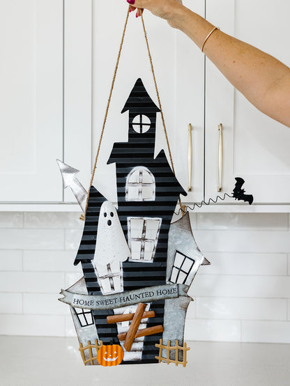 Haunted House Door Hanger with LED Lights- 27"x14.5"