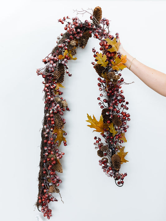 Rosehip Fall Pinecone Garland - 72"