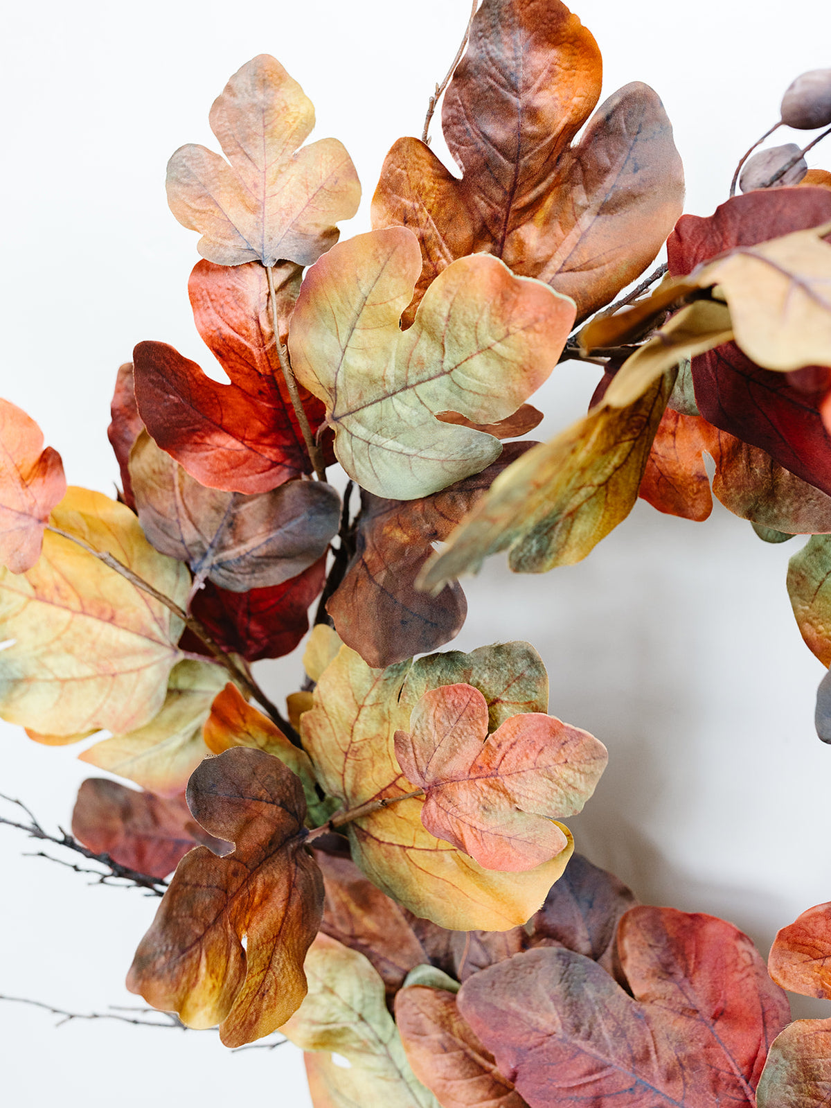 Burgundy and Mustard Fig Leaf Wreath - 28"