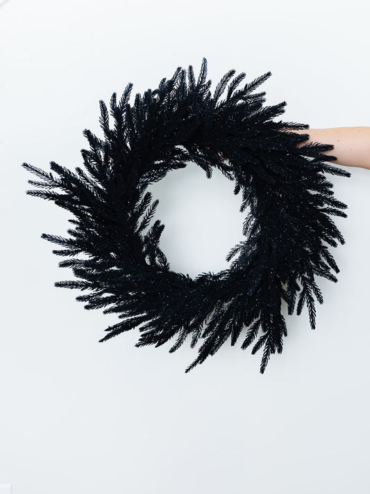 Halloween Flocked Willow Pine Wreath - 24"