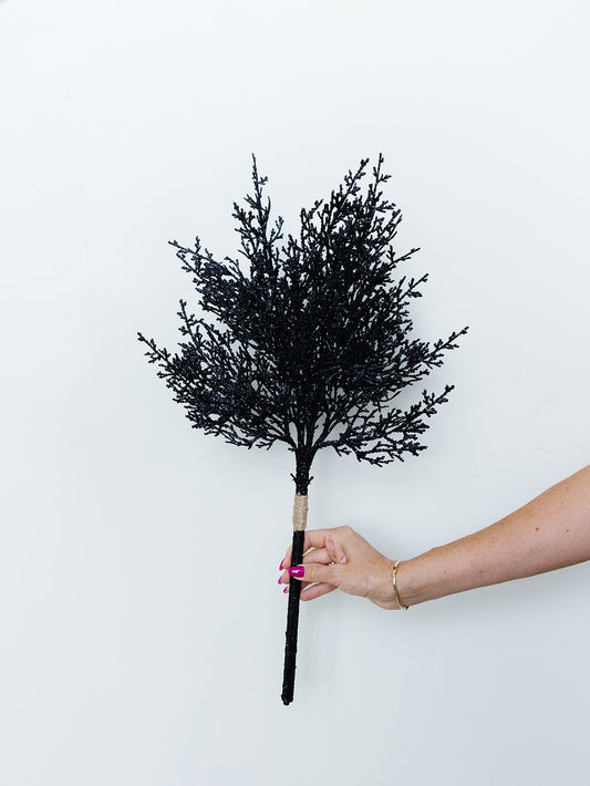 Glittered Twig Bundle with Spiders - 25"