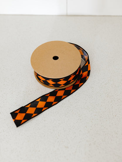 Orange and Black Rhombus Ribbon - 1.5"x10yds.