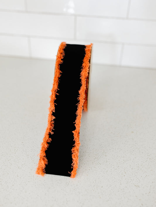 Black with Orange Fringed Edge - 2.5"x10yds.