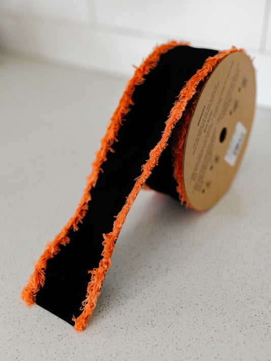 Black with Orange Fringed Edge - 2.5"x10yds.