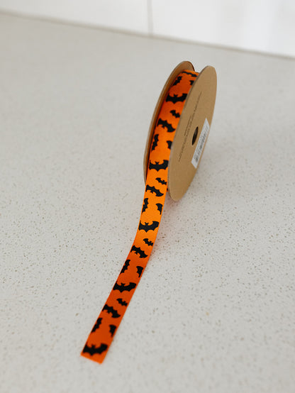 Orange with Bats Grosgrain Ribbon - 5/8"x20yds.
