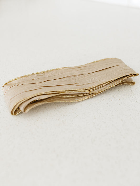 Taupe Wrinkled Metallic with Gold Edge - 2.5"x10yds.