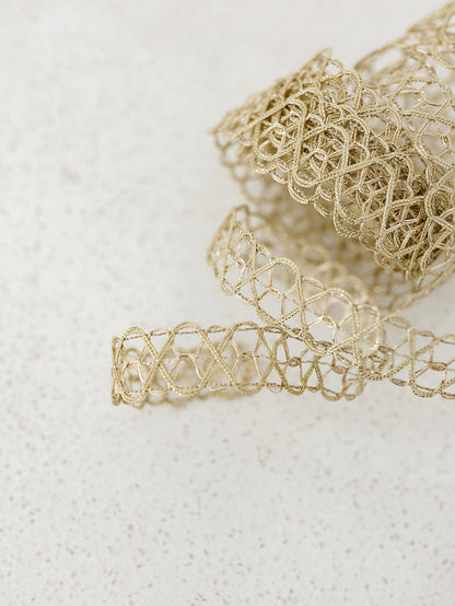 Gold Open Weave Ribbon - 7/8"x10yds.