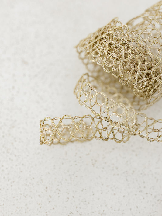 Gold Open Weave Ribbon - 7/8"x10yds.