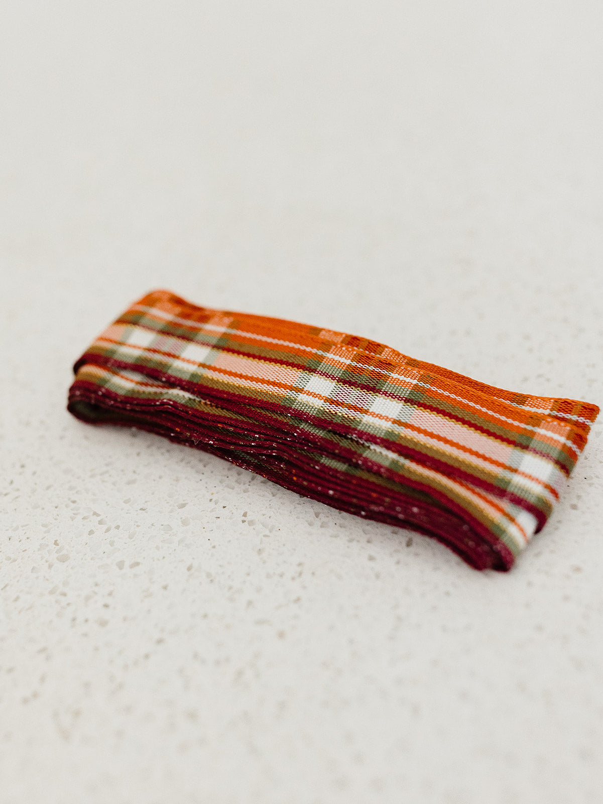 Cream Moss Rust and Burgundy Plaid - 7/8"x10yds.
