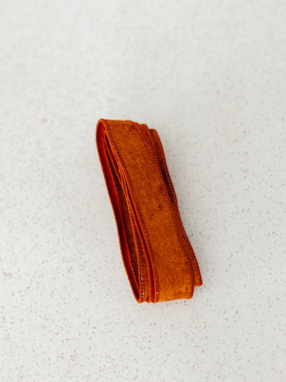 Rust Velvet with Dupioni Back - 5/8"x50yds.