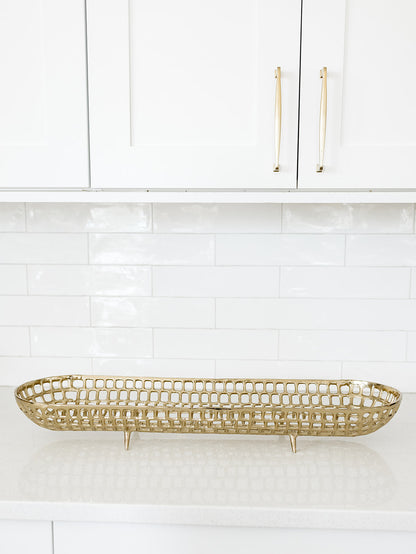 Oval Gold Woven Tray - 2 Sizes