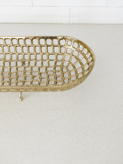 Oval Gold Woven Tray - 2 Sizes