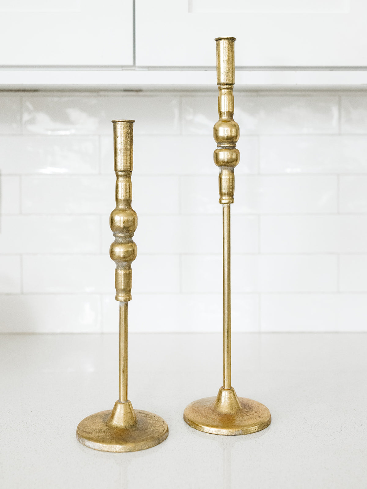 Gold Antique Taper Holder - Set of 2