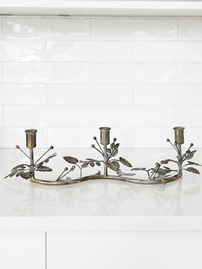 Ornate Triple Candle Holder - 19"Lx5"H
