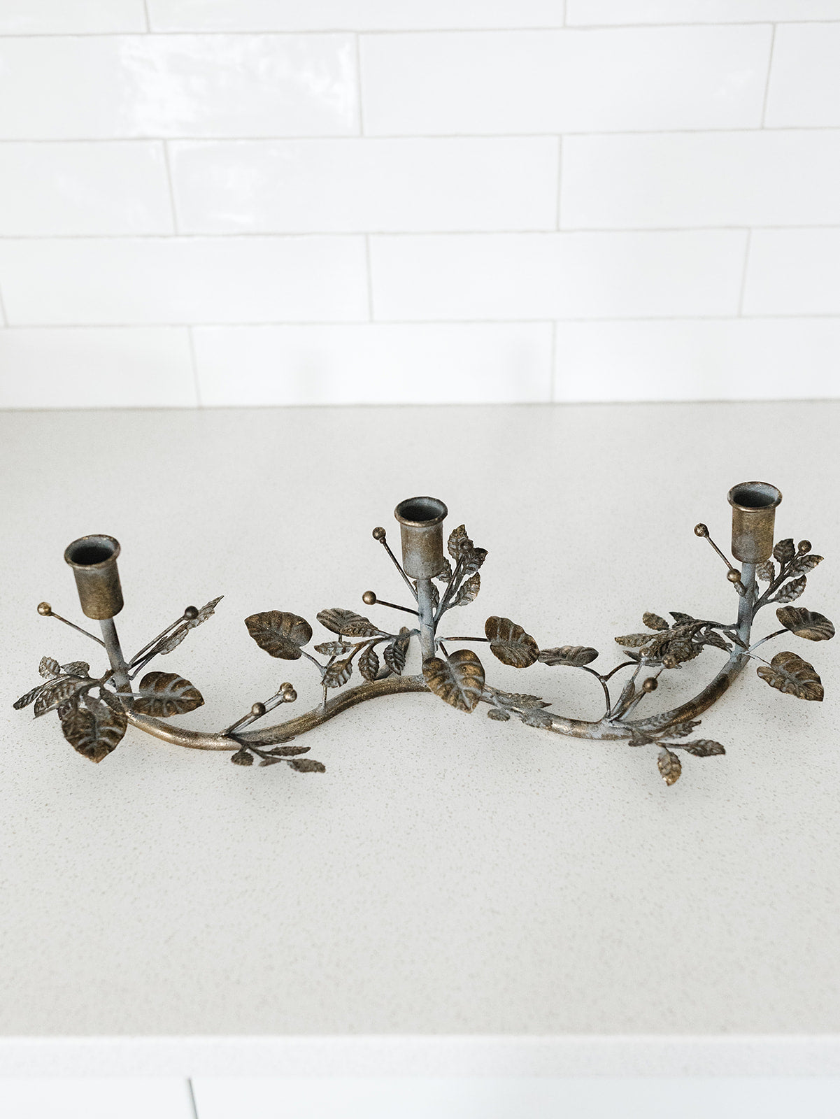 Ornate Triple Candle Holder - 19"Lx5"H