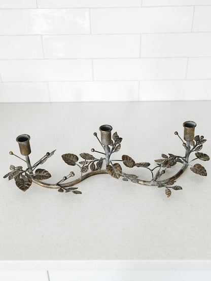 Ornate Triple Candle Holder - 19"Lx5"H