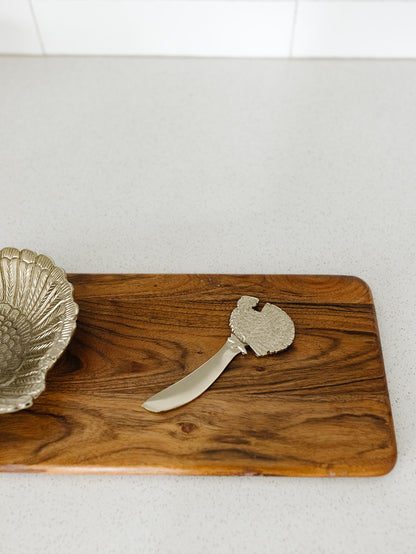 Wood Cheese Tray w/Attached Turkey and Spreader - 16.25"