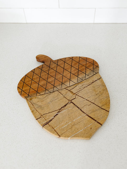 Acacia Wood and Marble Acorn Serving Board