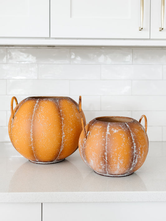 Metal Pumpkin Container - 2 Sizes