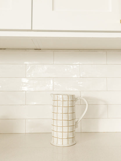 Cream Grid Pitcher