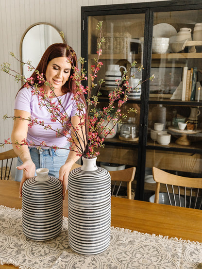 Fluted Neck Striped Vase - 3 Sizes