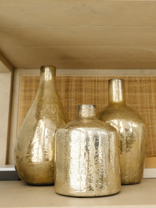 Small Antique Gold Bottle Vase - 3 Sizes