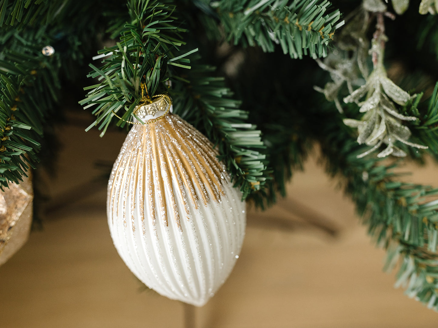 Ribbed Two-Toned Glass Ornament- Local pickup only