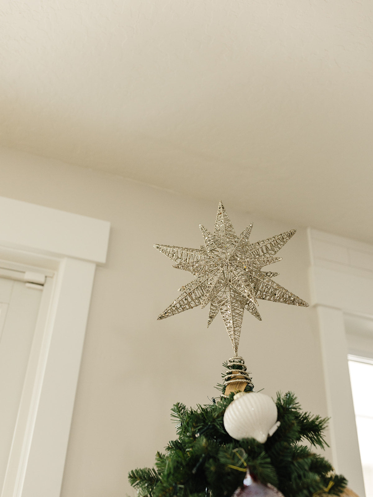 Glittered Metal Star Tree Topper