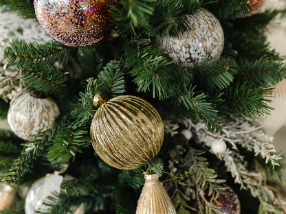 Antique Ribbed Ball Ornament in Gold - Local pickup only