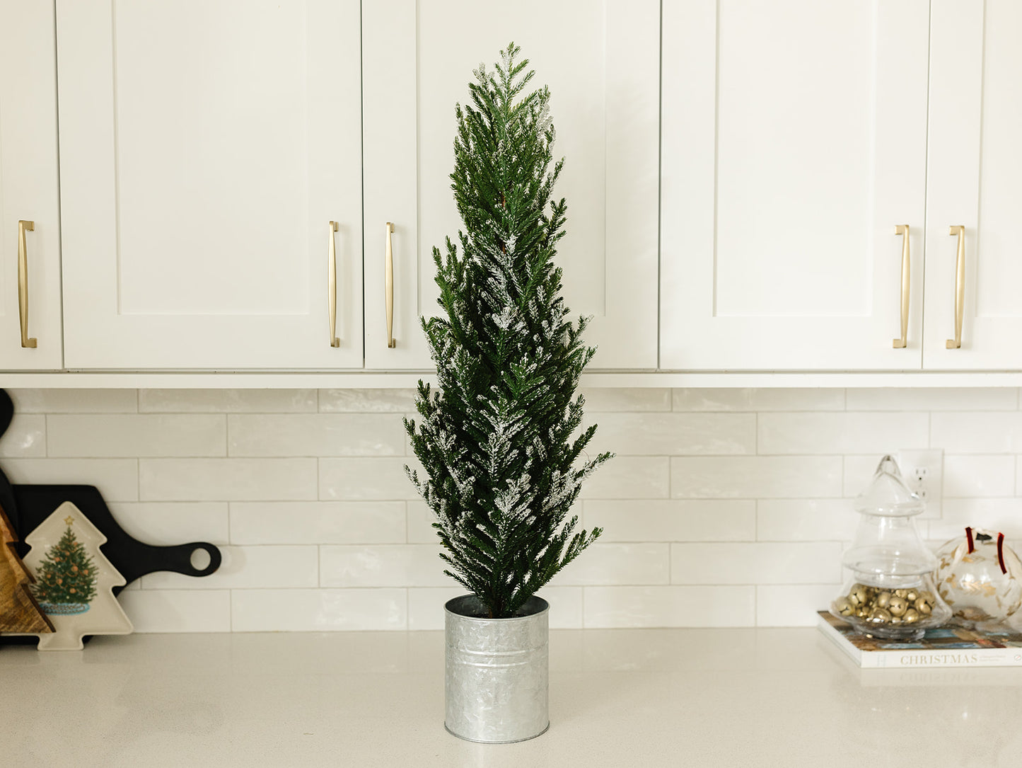 Snow Pine Tree in Tin Planter - 35"