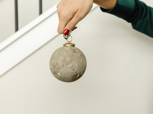 Recycled Glass Ball Ornament, Distressed Frosted Finish - Local pickup only