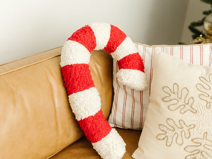 Sherpa Candy Cane Pillow