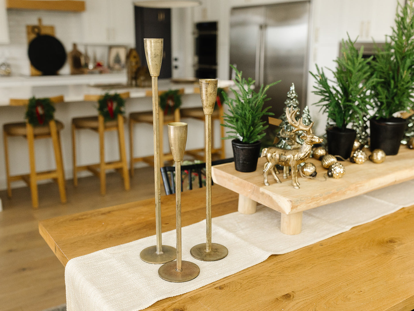 Set of 3 Brass Candlesticks - 24,” 20,”16”