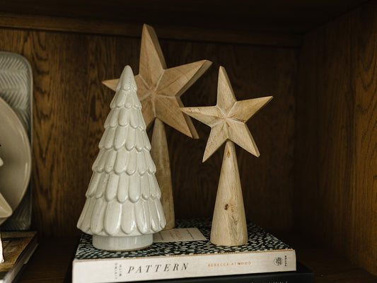 White Wash Wooden Stars - Set of 3