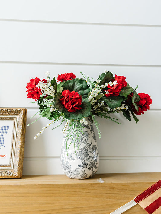 Gray & Cream Floral Vase - 2 Sizes