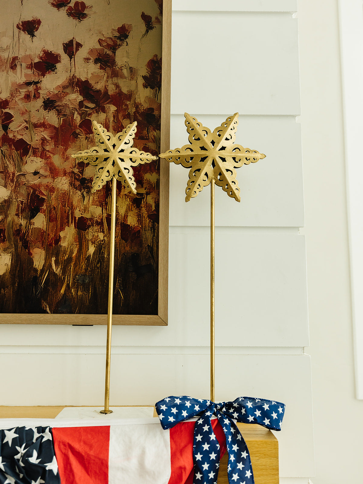 Gold Metal Stars on Marble Base - Set of 3