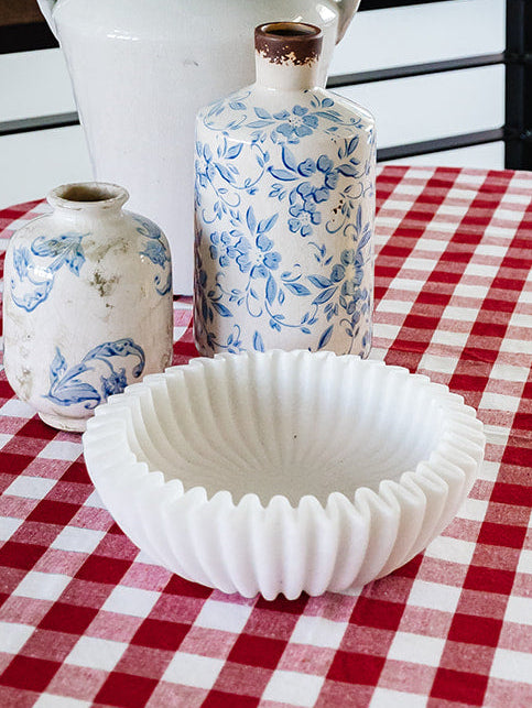 Ruffled Resin Marble Bowl