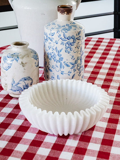 Ruffled Resin Marble Bowl