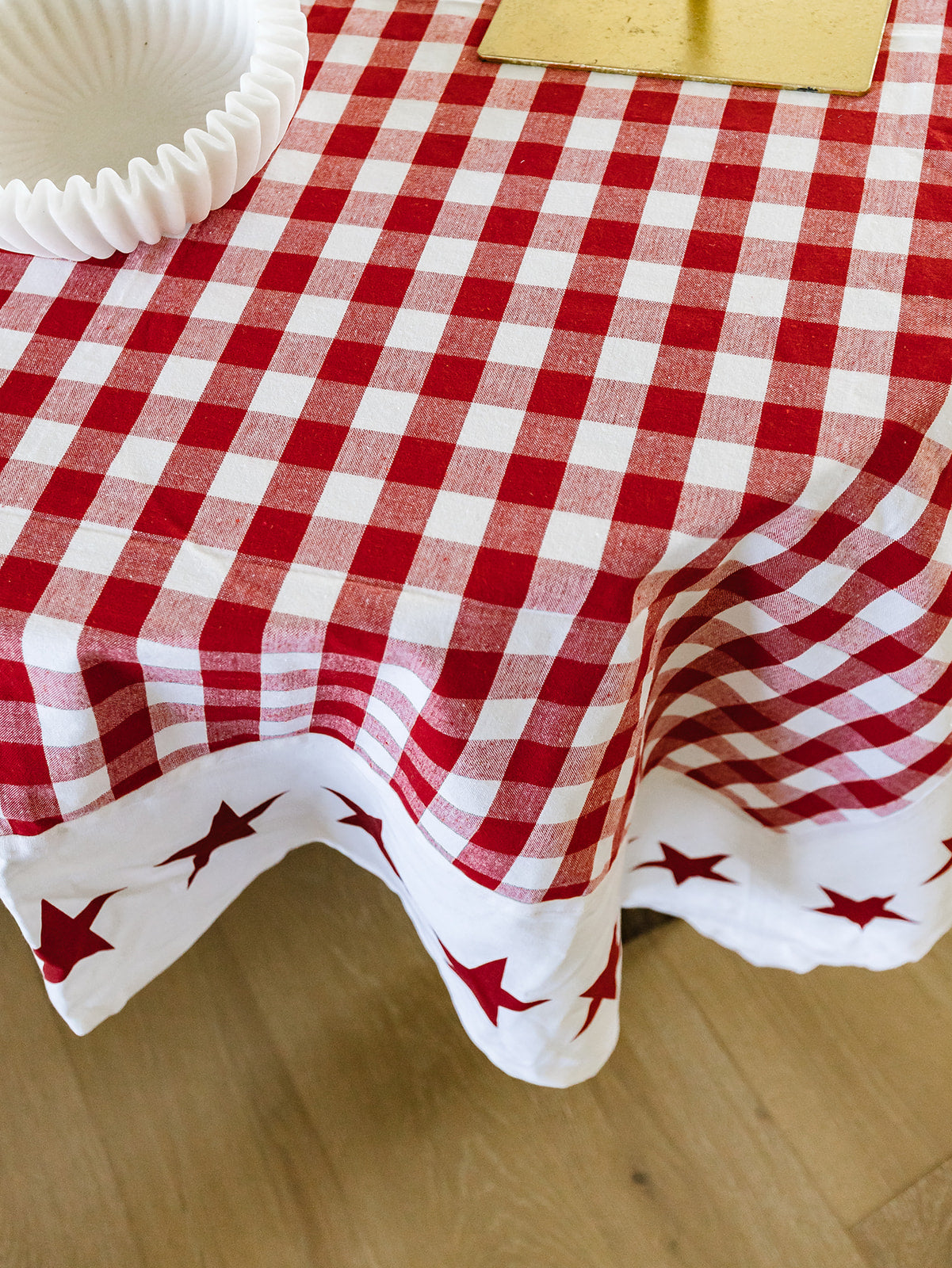 Gingham & Star Picnic Tablecloth - 52” x 52”