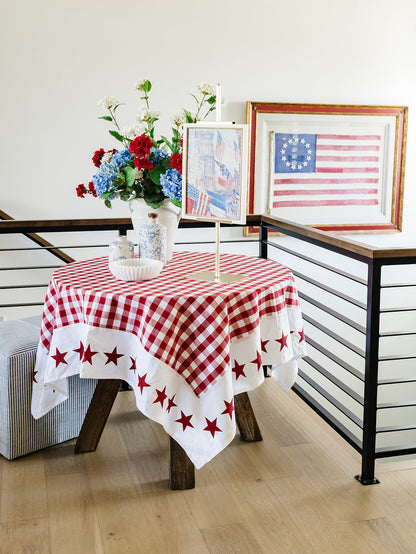 Gingham & Star Picnic Tablecloth - 52” x 52”