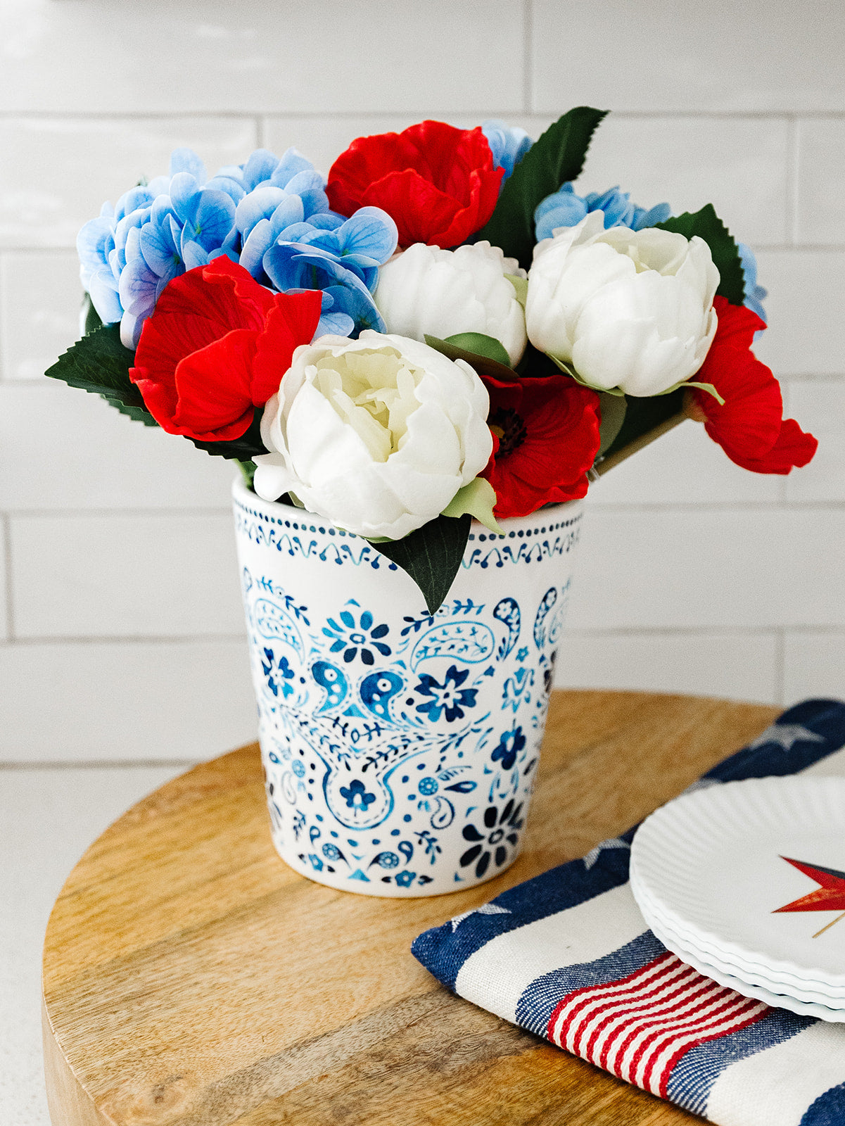 American Holiday Container Vase - 4 Styles - 5"Dx6"H